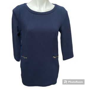 Boden Navy Blue Maggie Ottoman Zipper Pocket Tunic Top Shirt - Size 8